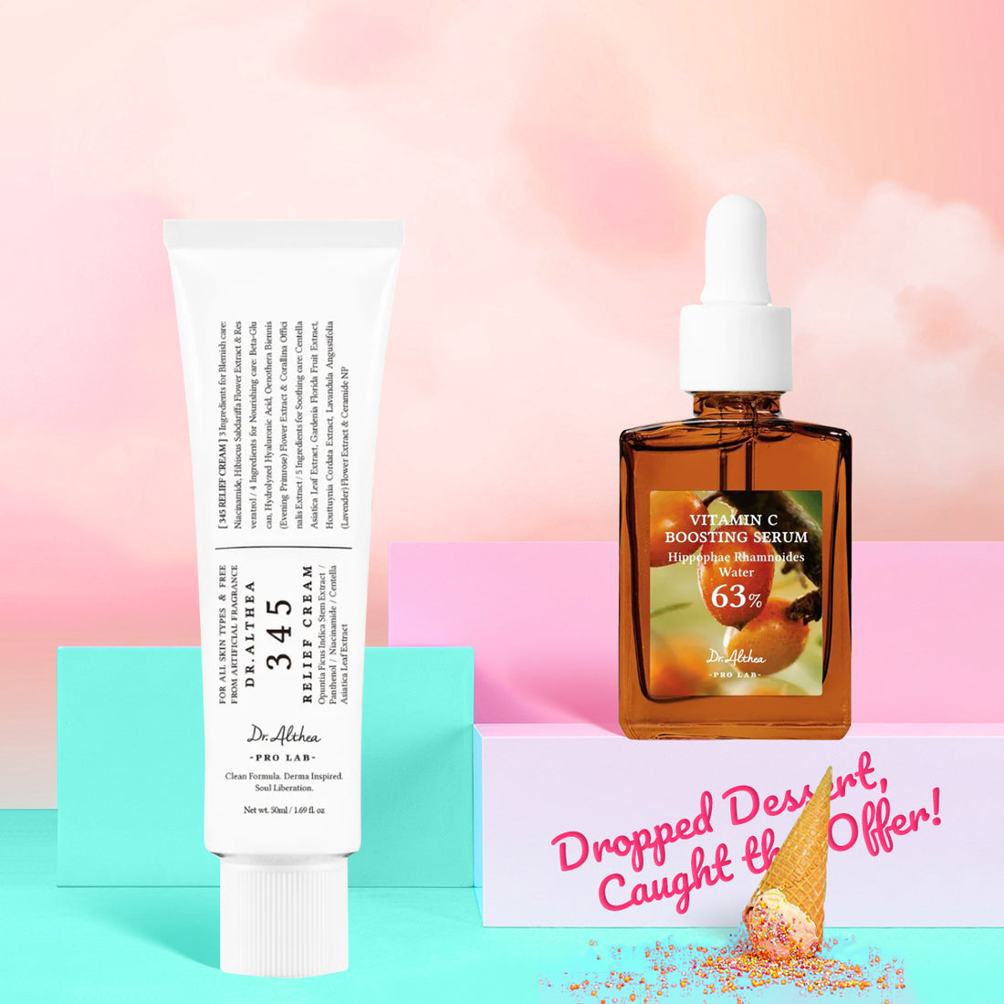Dr. Althea 345 Cream & Boosting Vitamin C Set - Korean skincare duo for hydration, barrier repair, and brightening - Available in Dubai & across the UAE.