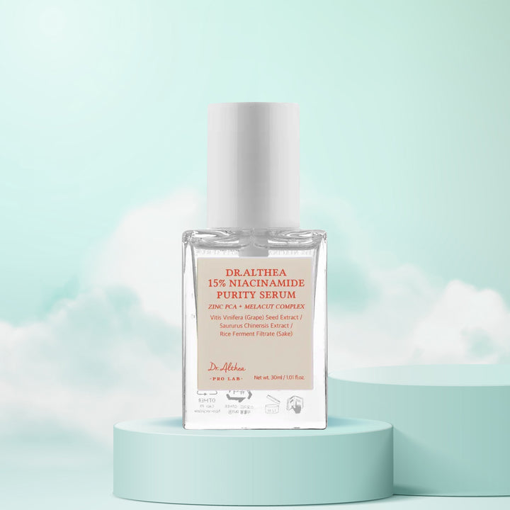 Dr. Althea 15% Niacinamide Purity Serum – Korean skincare brightening serum for oily and acne-prone skin with high-strength niacinamide. Front