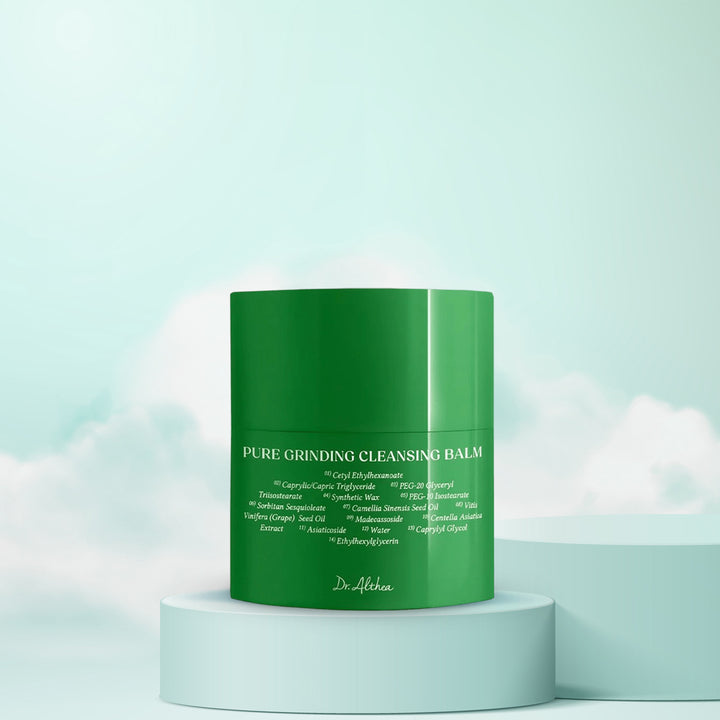 Dr. Althea Pure Grinding Cleansing Balm – Korean skincare cleansing balm for sensitive skin, melts makeup and nourishes with Centella and Green Tea. Front