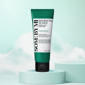 SOME BY MI 30 Days Miracle Acne Clear Foam – Korean exfoliating facial cleanser with AHA BHA PHA for oily and blemish-prone skin in UAE. Front