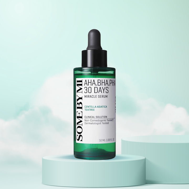 SOME BY MI AHA BHA PHA 30 Days Miracle Serum – Korean acne treatment serum with tea tree and exfoliants. Front