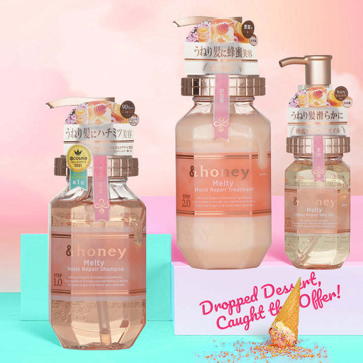 ViCREA &Honey Melty Moist Repair Trio Set – Japanese Shampoo, Treatment & Hair Oil for frizz-free, silky hair – Available in Dubai & UAE.