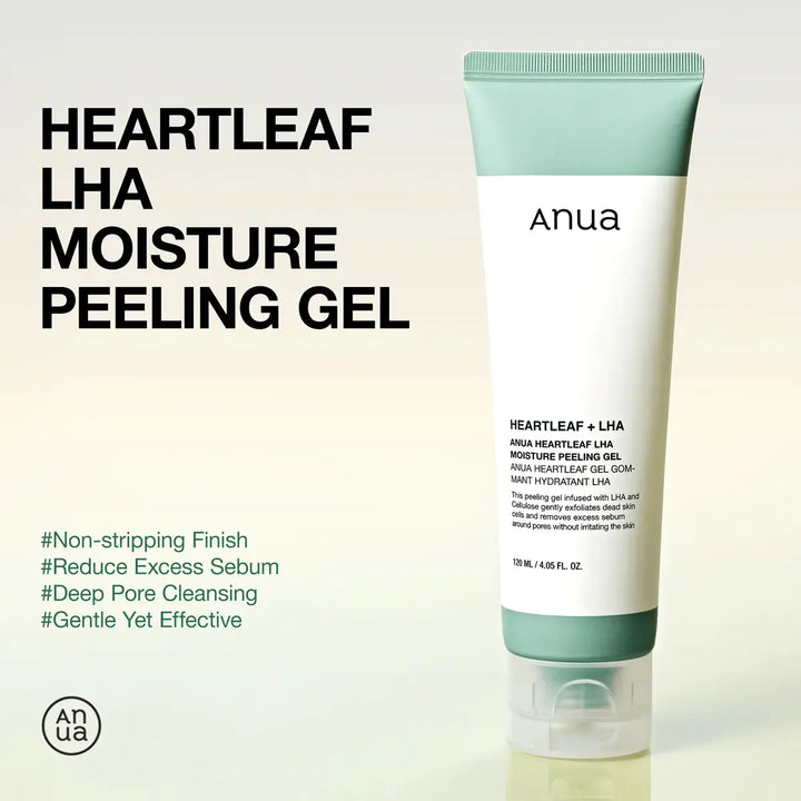 Tube of Anua Heartleaf LHA Moisture Peeling Gel on a light background