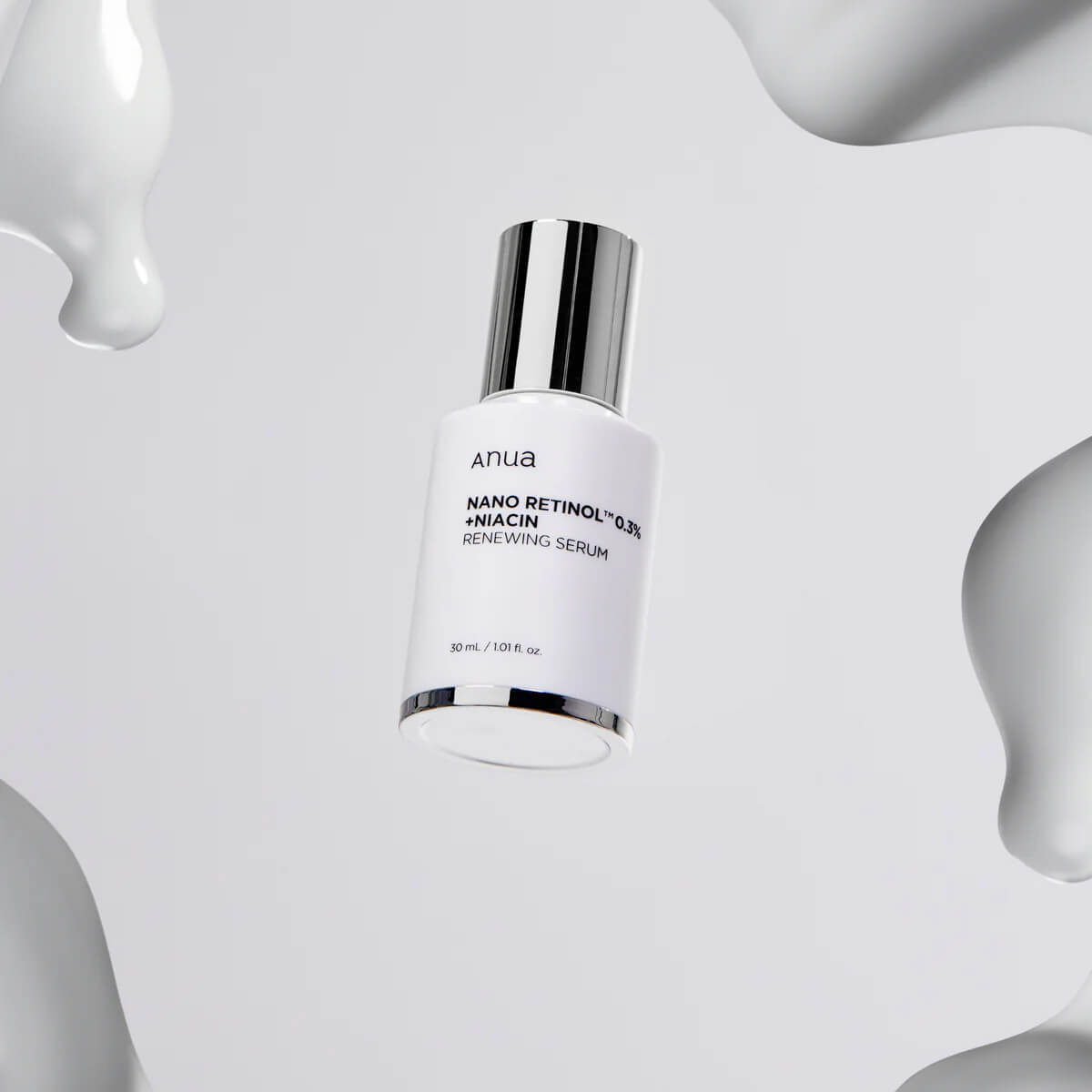 Anua Nano Retinol+Niacin Renewing Serum bottle on a light gray background