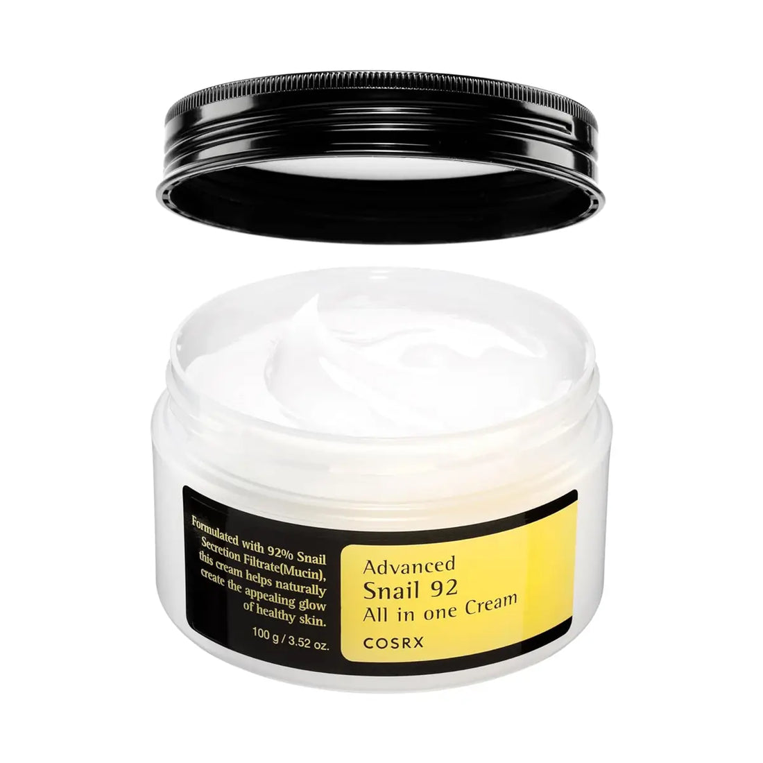 Cosrx Advanced Snail 92 All in one Cream jar with lid on a white background