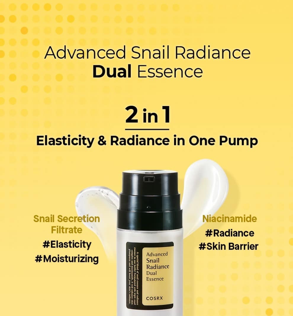 COSRX Advance Snail Radiance Dual Essence – 80ml lightweight brightening serum, Korean Skincare, Features