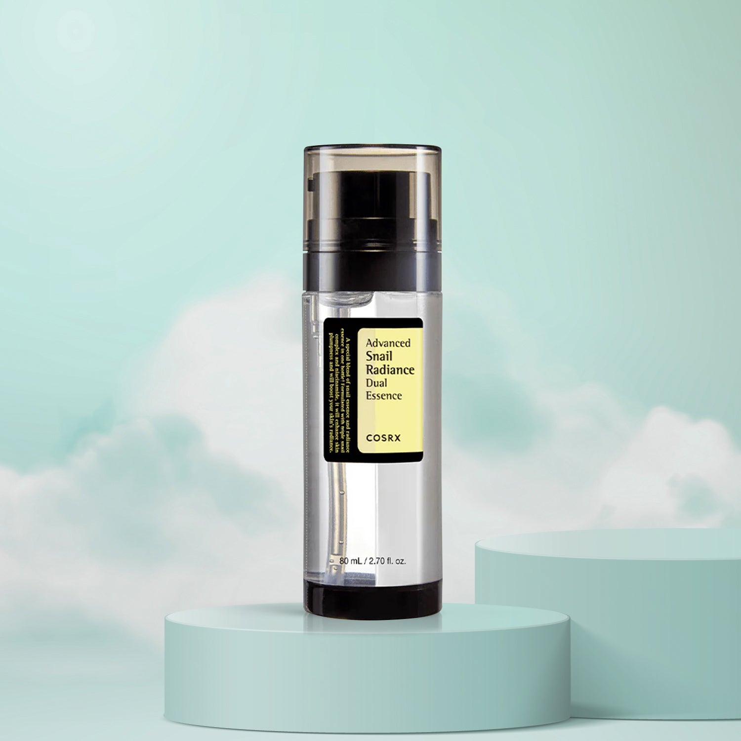 COSRX Advance Snail Radiance Dual Essence – 80ml lightweight brightening serum, Korean Skincare, Front