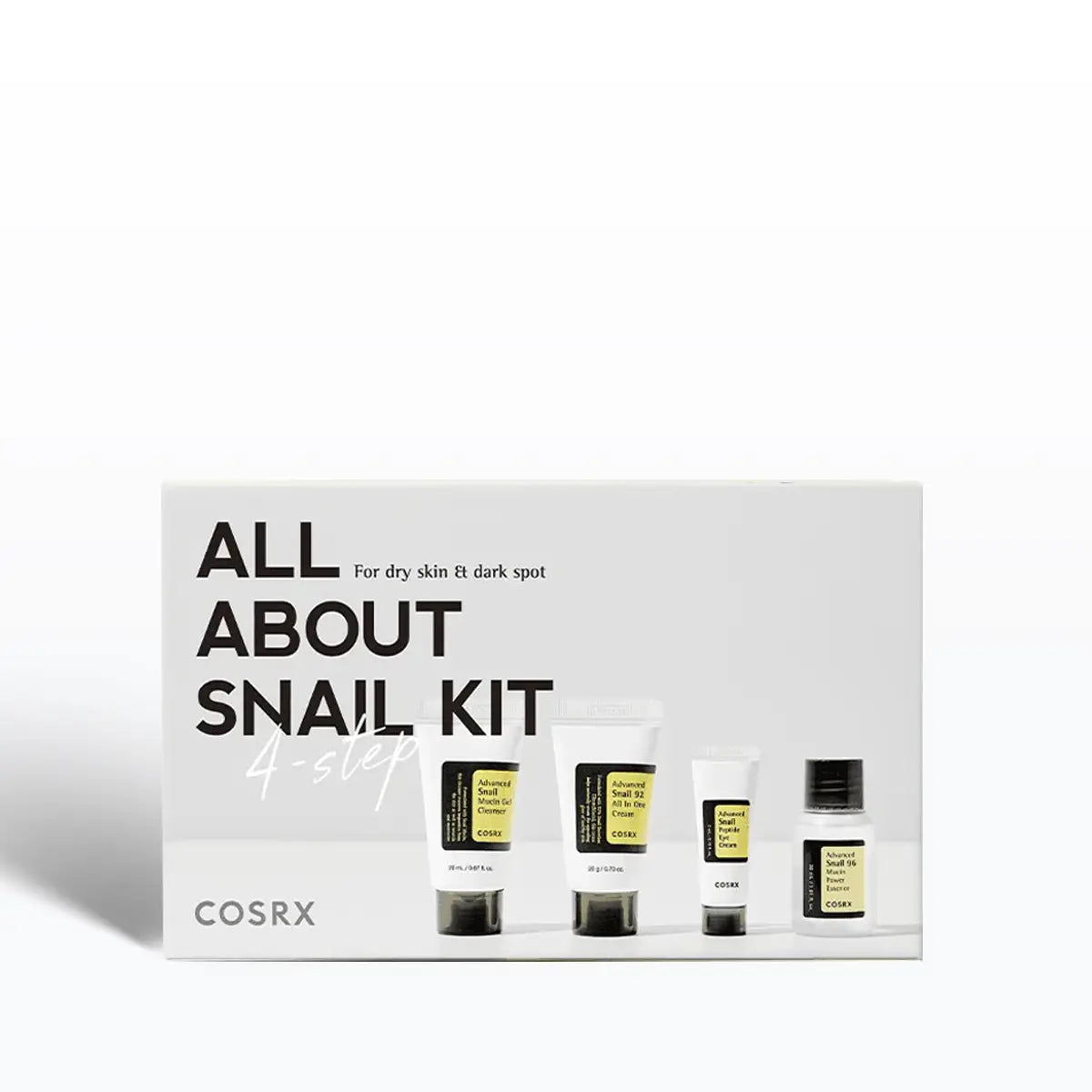 Cosrx snail kit packaging on a white background