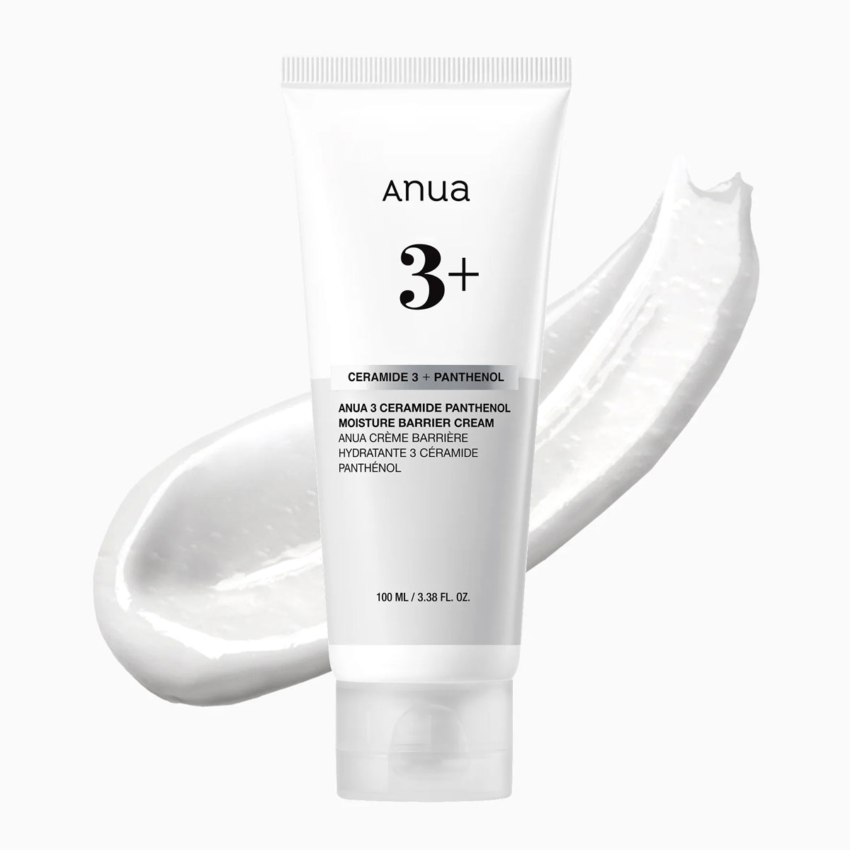 Anua 3+ skincare cream tube on a white background