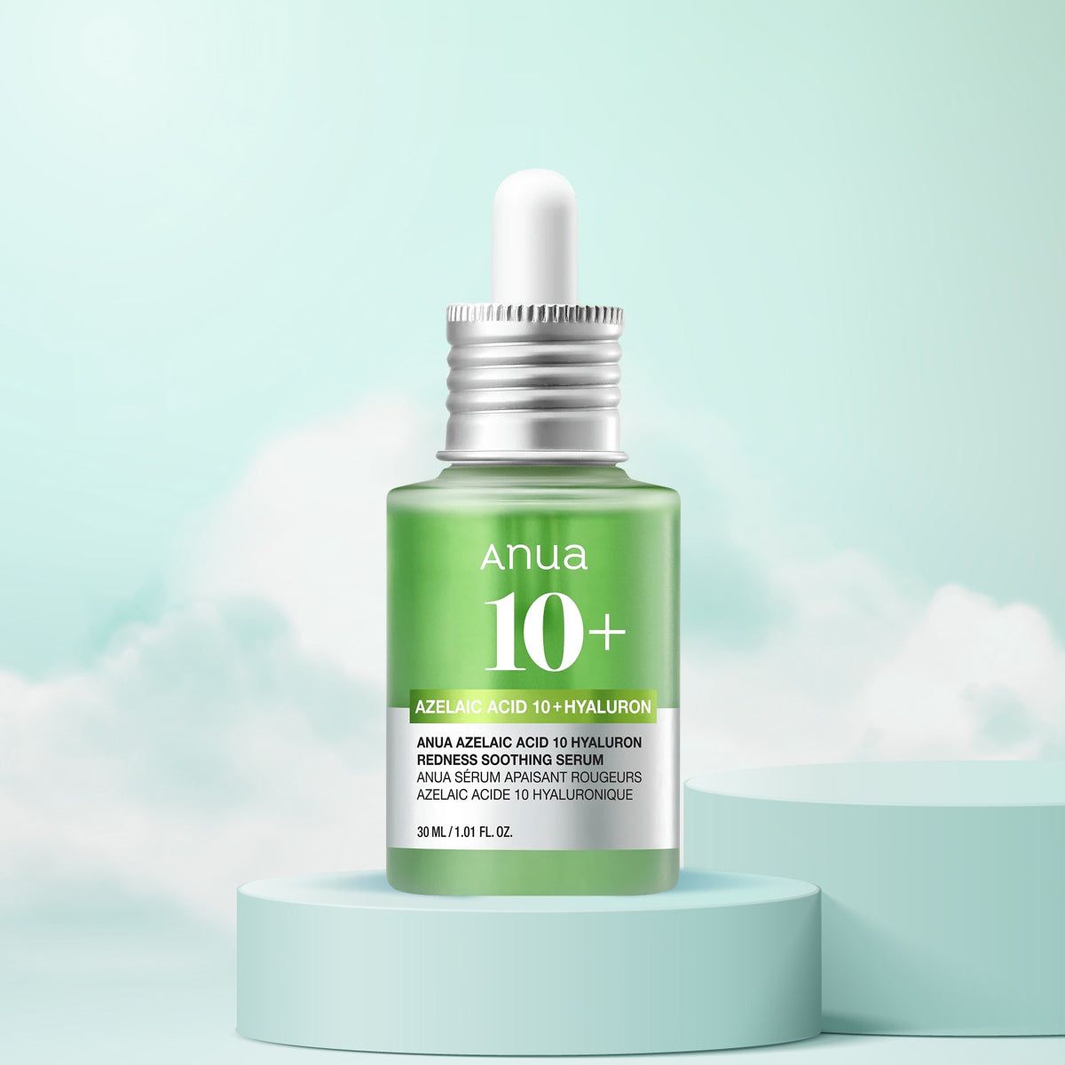 Anua Azelaic Acid 10 Hyaluron Redness Soothing Serum 30ml – Korean skincare serum for sensitive, acne-prone skin with redness and dehydration. Front