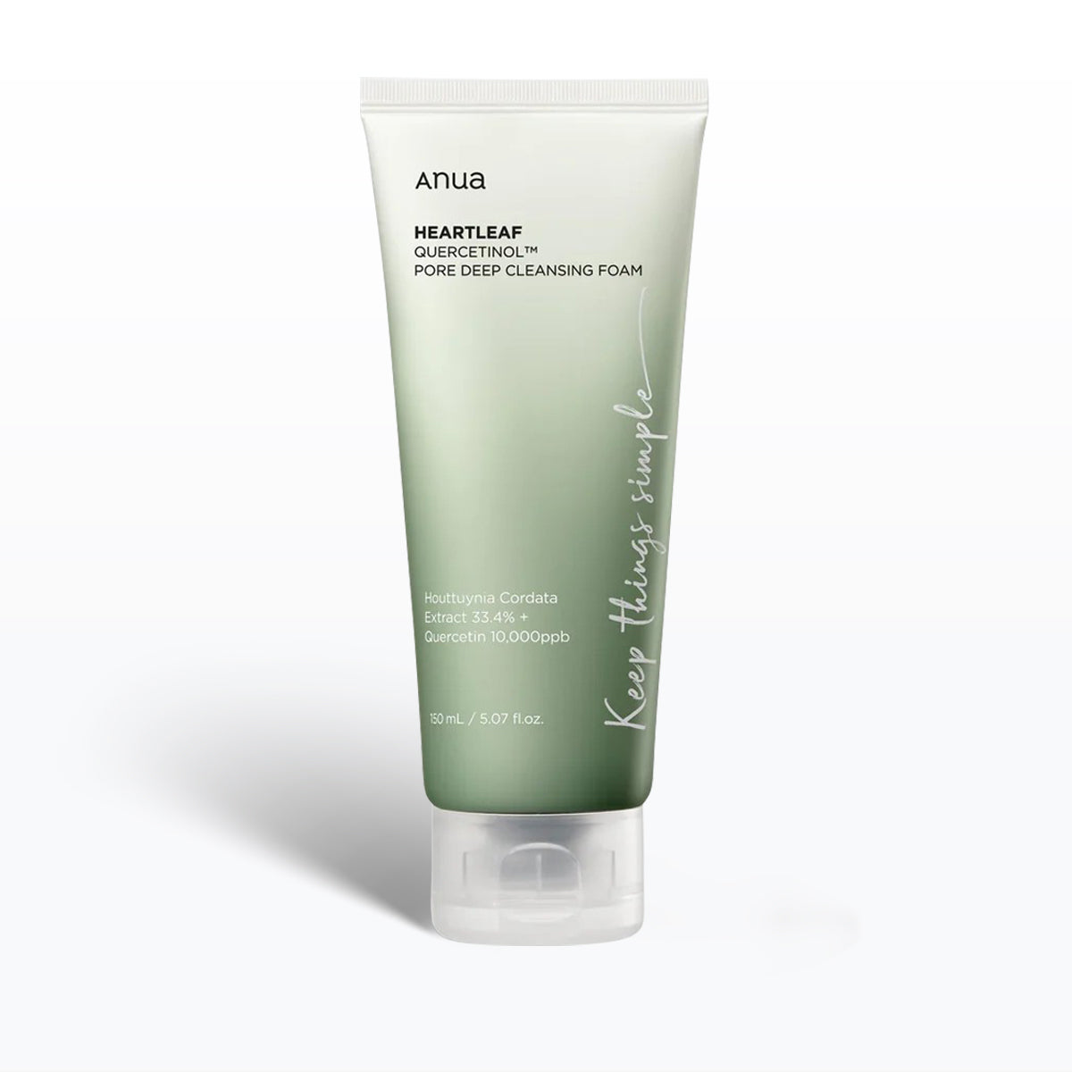 Tube of Anua Heartleaf Quercetinol Pore Deep Cleansing Foam on a white background
