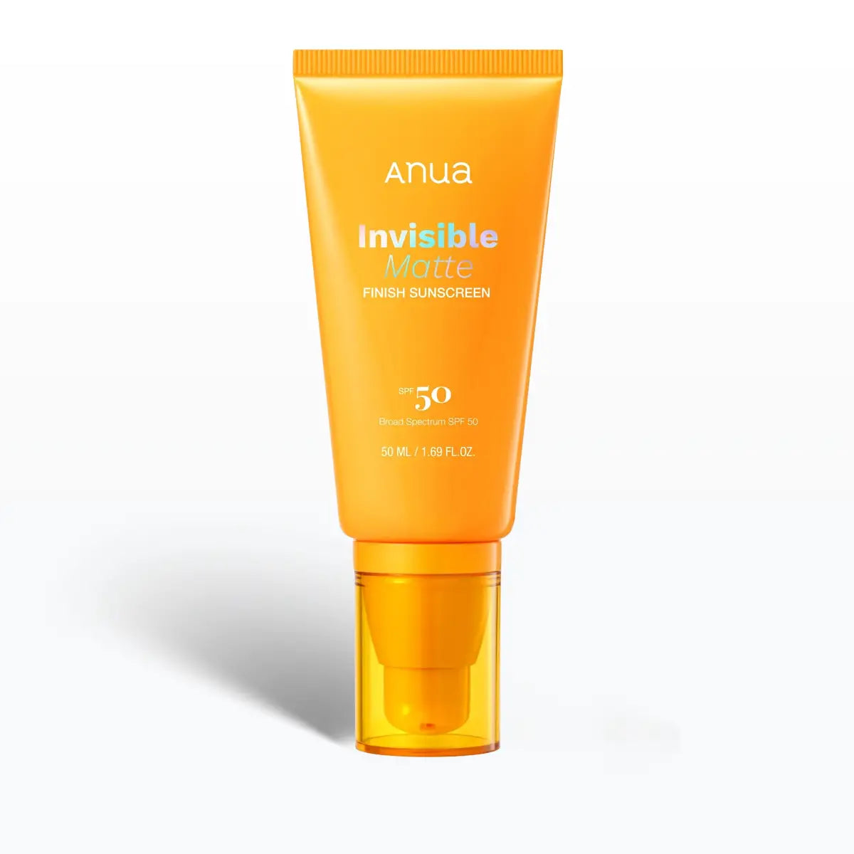Anua Invisible Matte finish sunscreen tube on a white background