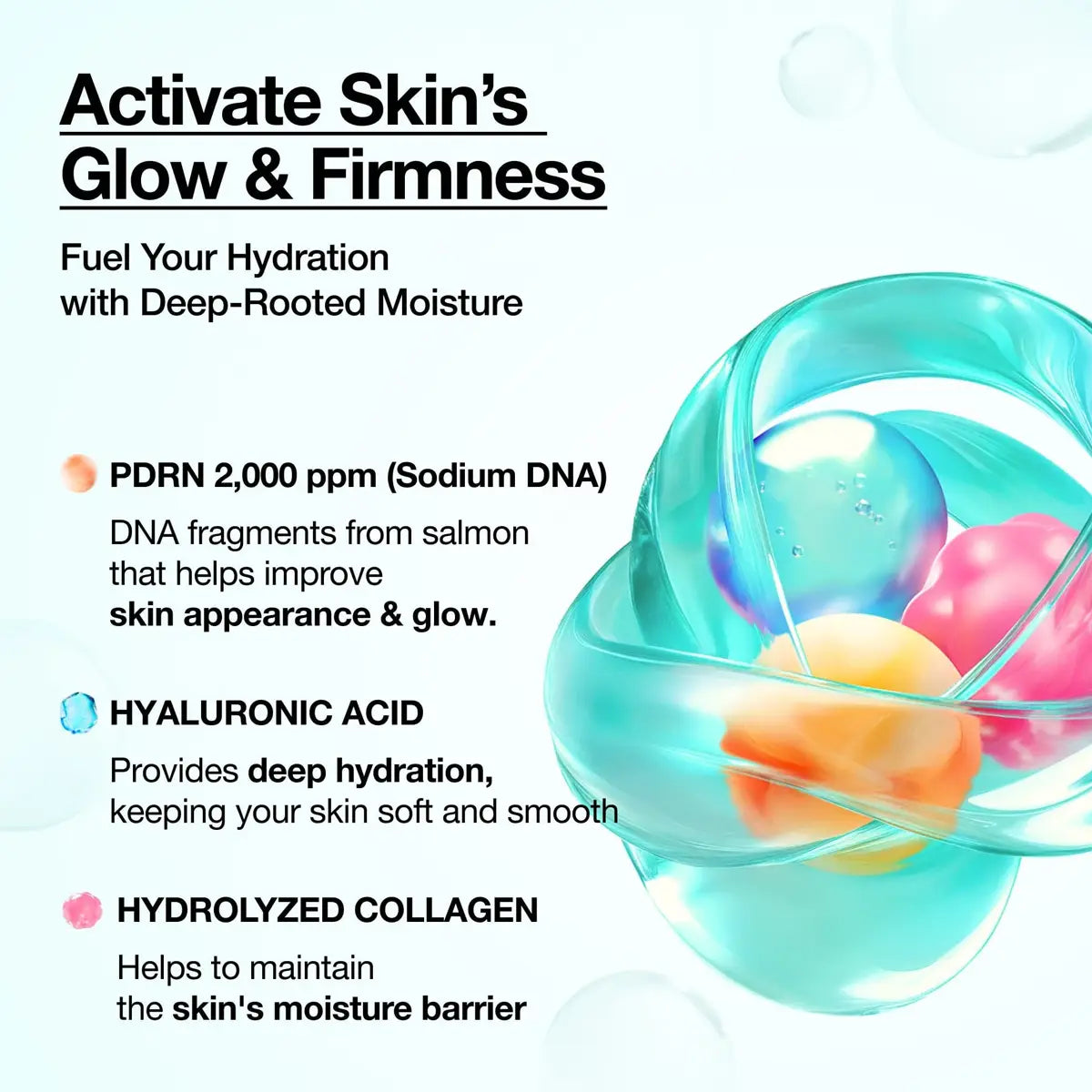 Advertisement for skincare product with text about activating skin's glow and firmness.