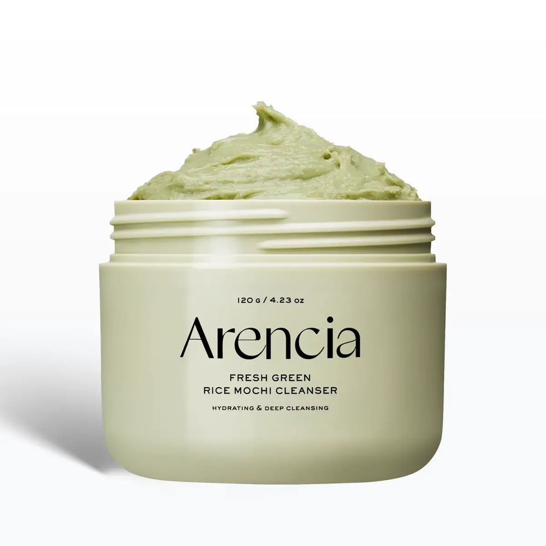 Jar of Arencia Fresh Green Rice Mochi Cleanser on a white background