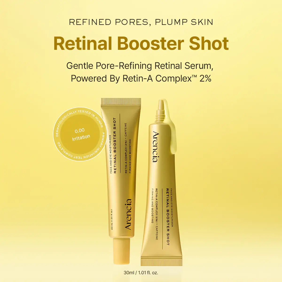 Arencia Retinal Booster Shot Serum 30ml Korean retinal anti-aging facial serum for smoother, firmer, brighter skin available in UAE.