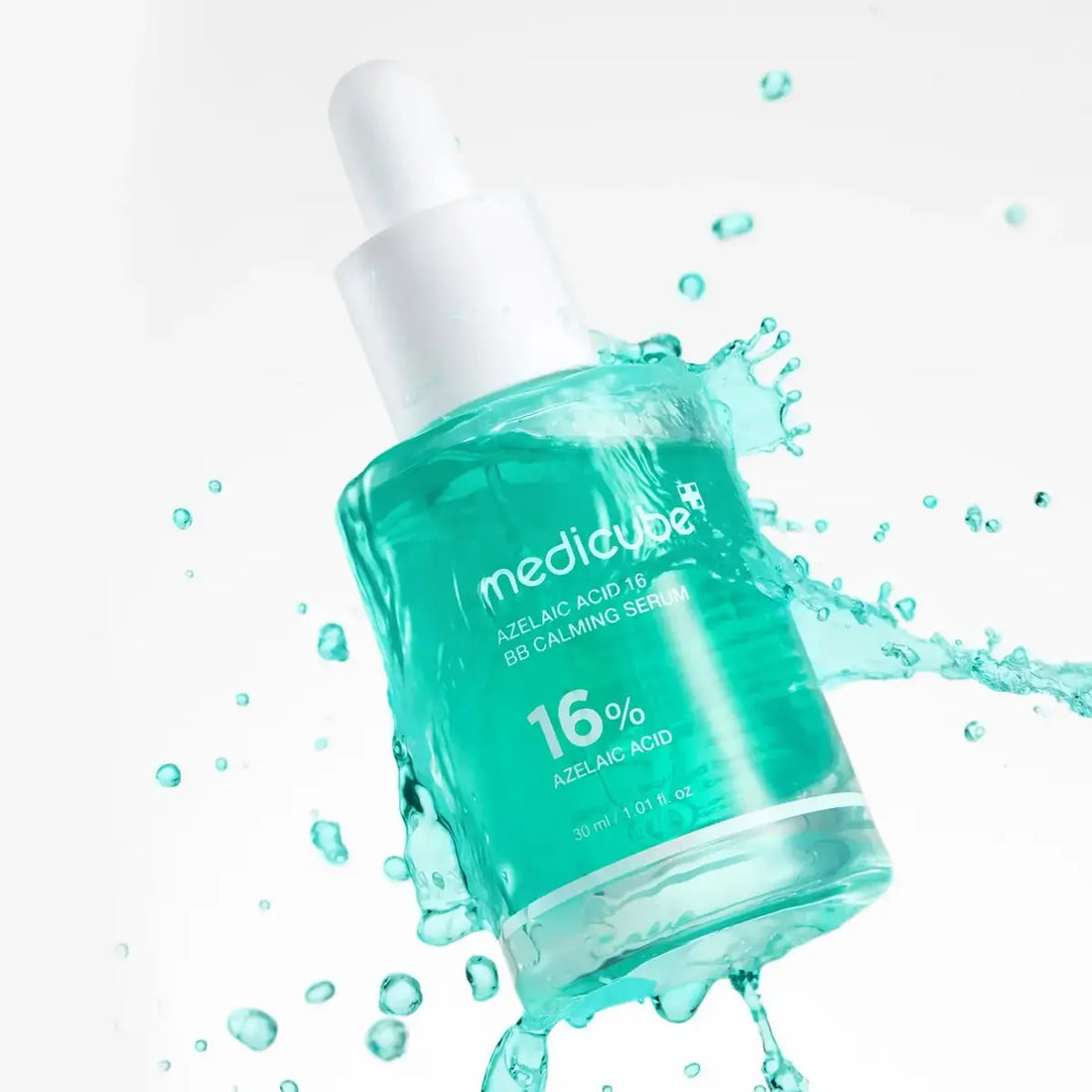 Medicube Azelaic Acid 16 BB Calming Serum bottle with dropper on a light gray background