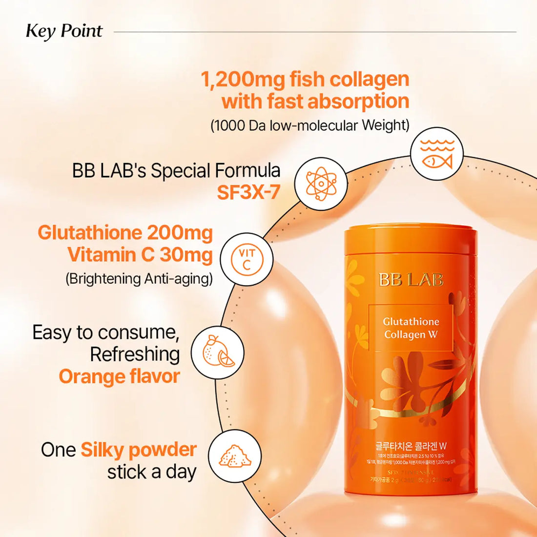 BB LAB Intensive Glutathione Collagen W 1200mg 2g x 30 sticks Korean marine collagen supplement UAE