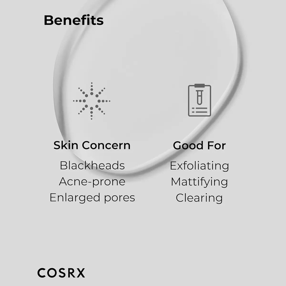 COSRX product benefits for skin concerns like blackheads, acne-prone skin, and enlarged pores.