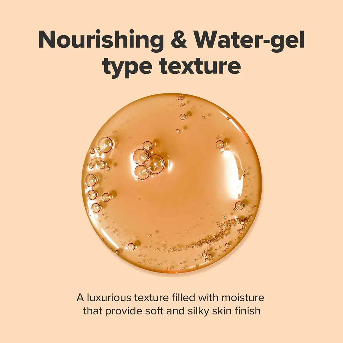 Nourishing water-gel texture with bubbles on a beige background