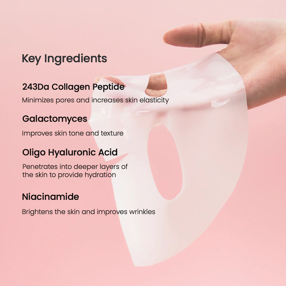 Biodance Bio-Collagen Real Deep Mask – Korean Skincare Sheet Mask with Bio-Collagen and Hyaluronic Acid for Hydration and Firming. Key Ingredients