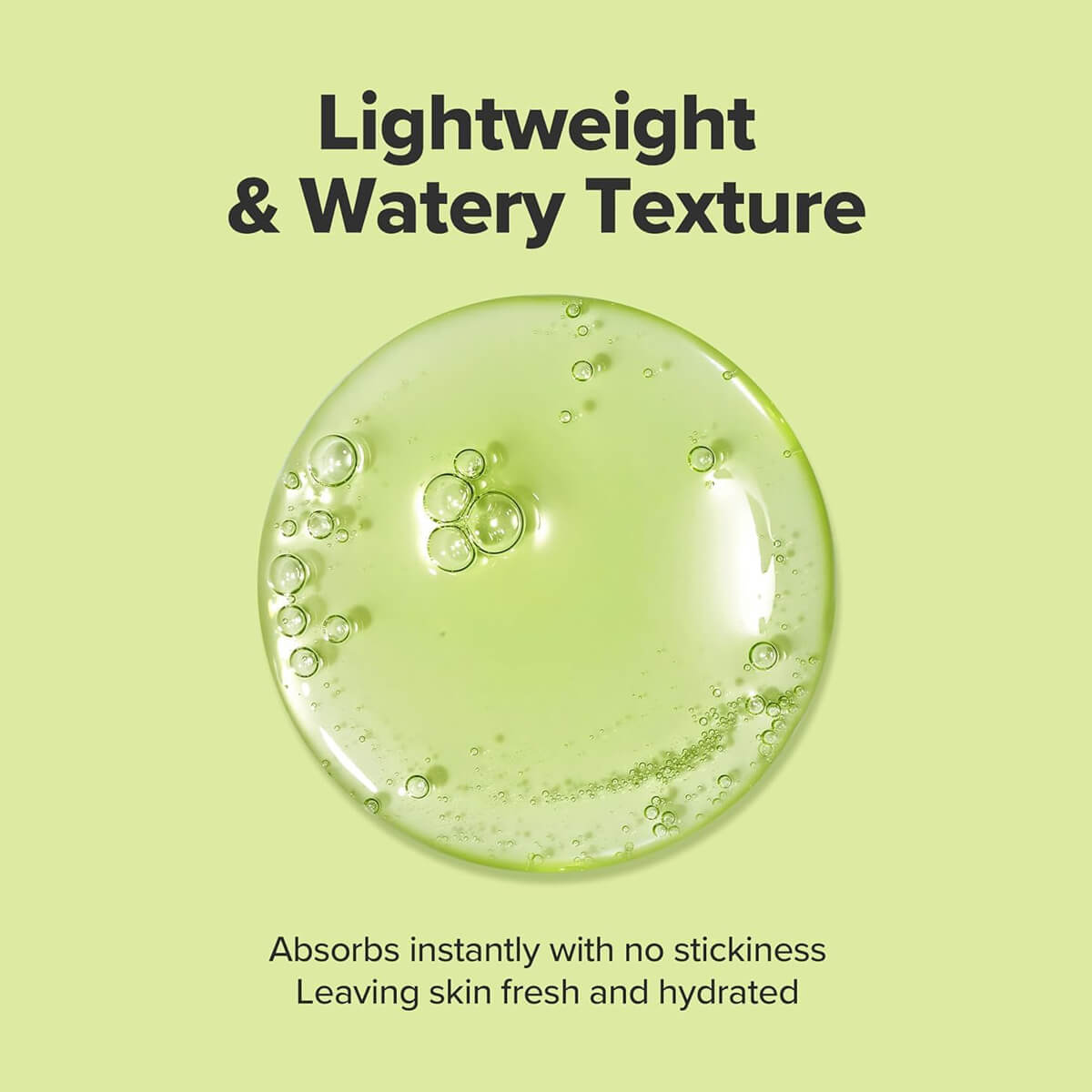 Lightweight and watery texture with bubbles on a green background