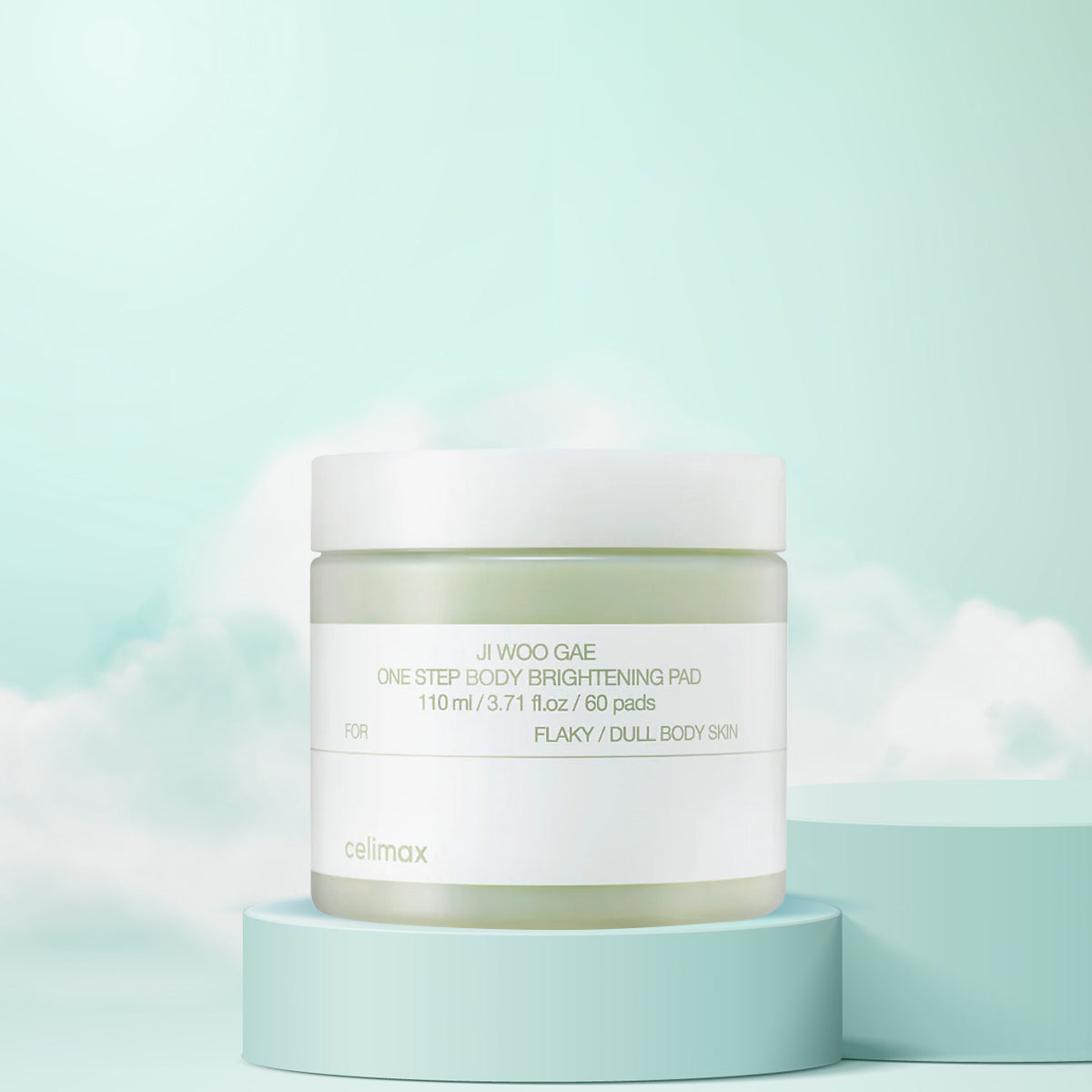 Celimax Ji Woo Gae One Step Body Brightening Pad – Korean skincare exfoliating pads with niacinamide for bright, even-toned body skin. Front