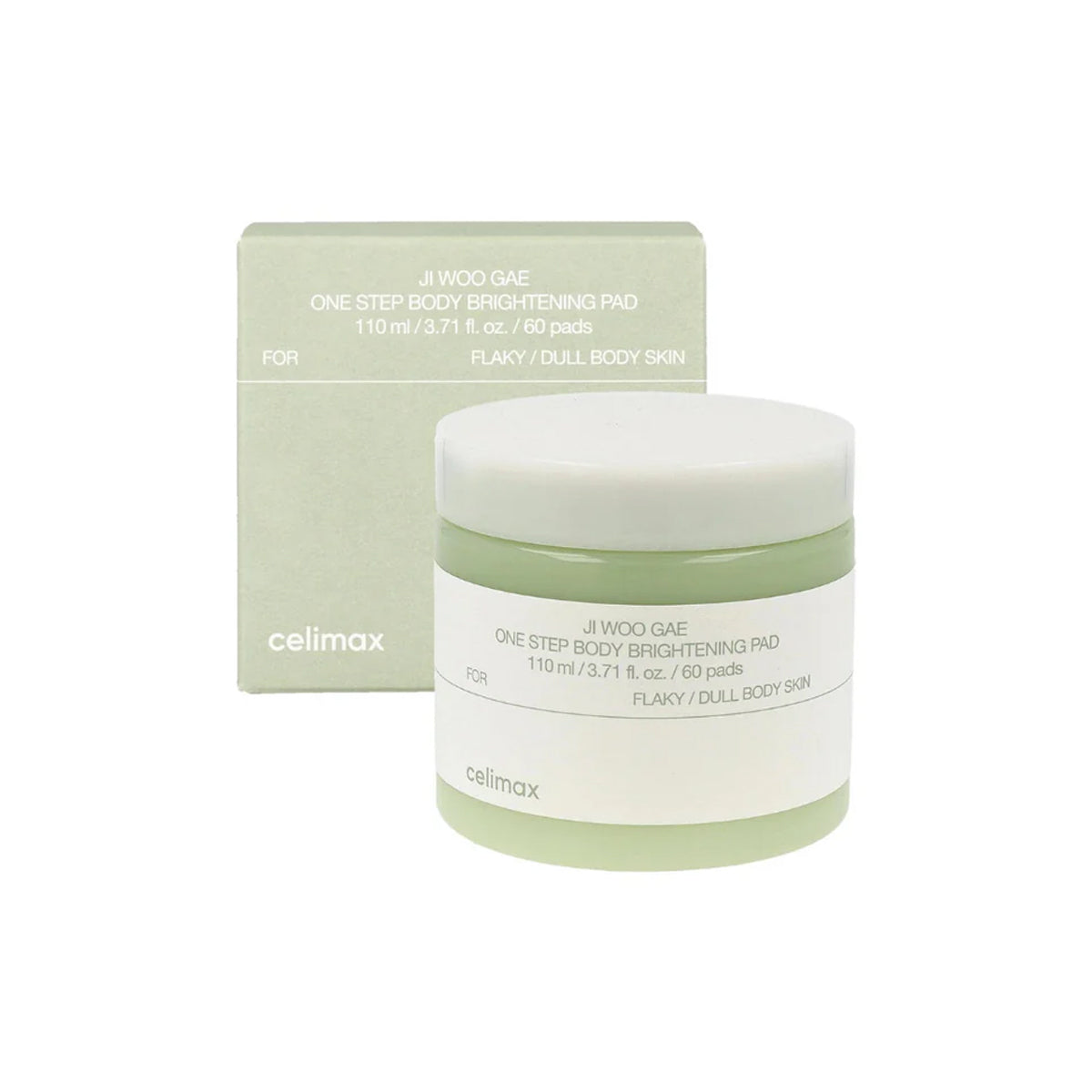 Celimax Ji Woo Gae One Step Body Brightening Pad – Korean skincare exfoliating pads with niacinamide for bright, even-toned body skin. Pack