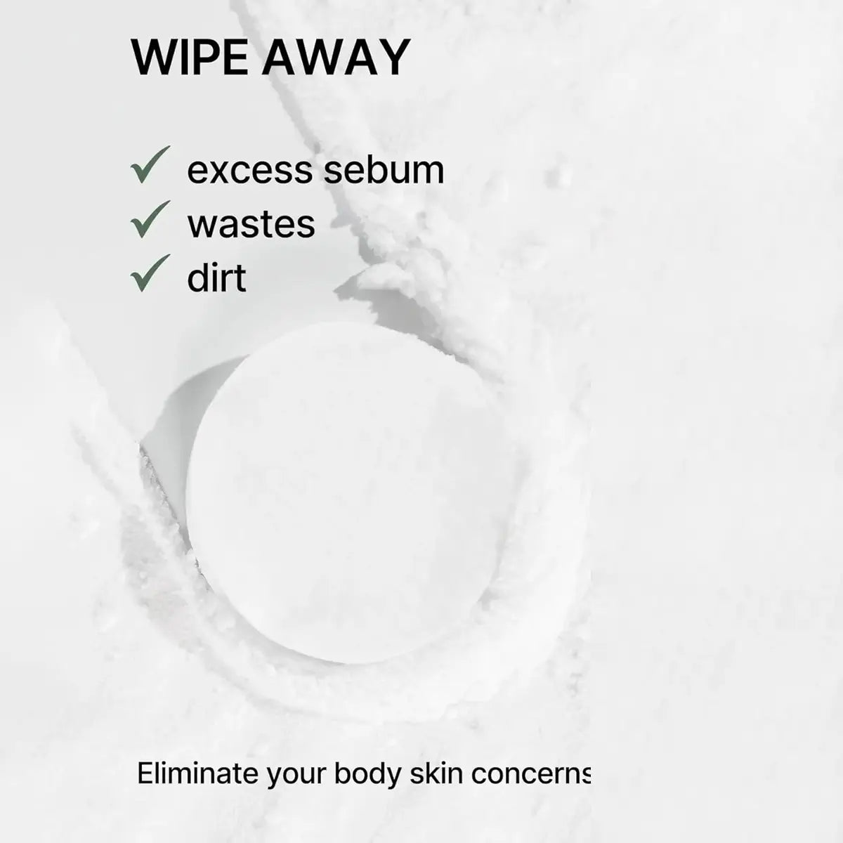 Text indicating the benefits of a product for skin care, with a close-up of a white surface.