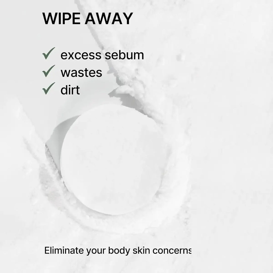 Text indicating the benefits of a product for skin care, with a close-up of a white surface.