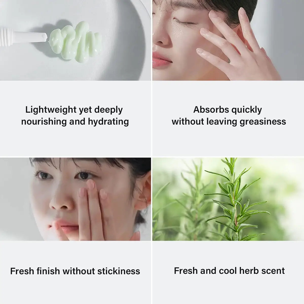 Product features with text on a white background