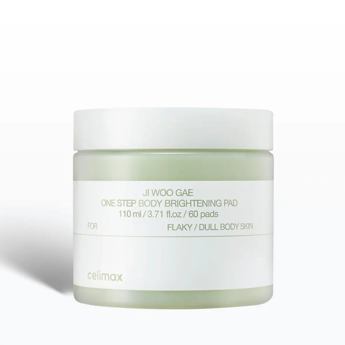 Jar of Unwoo Gae One Step Body Brightening Pad by Celimax on a white background