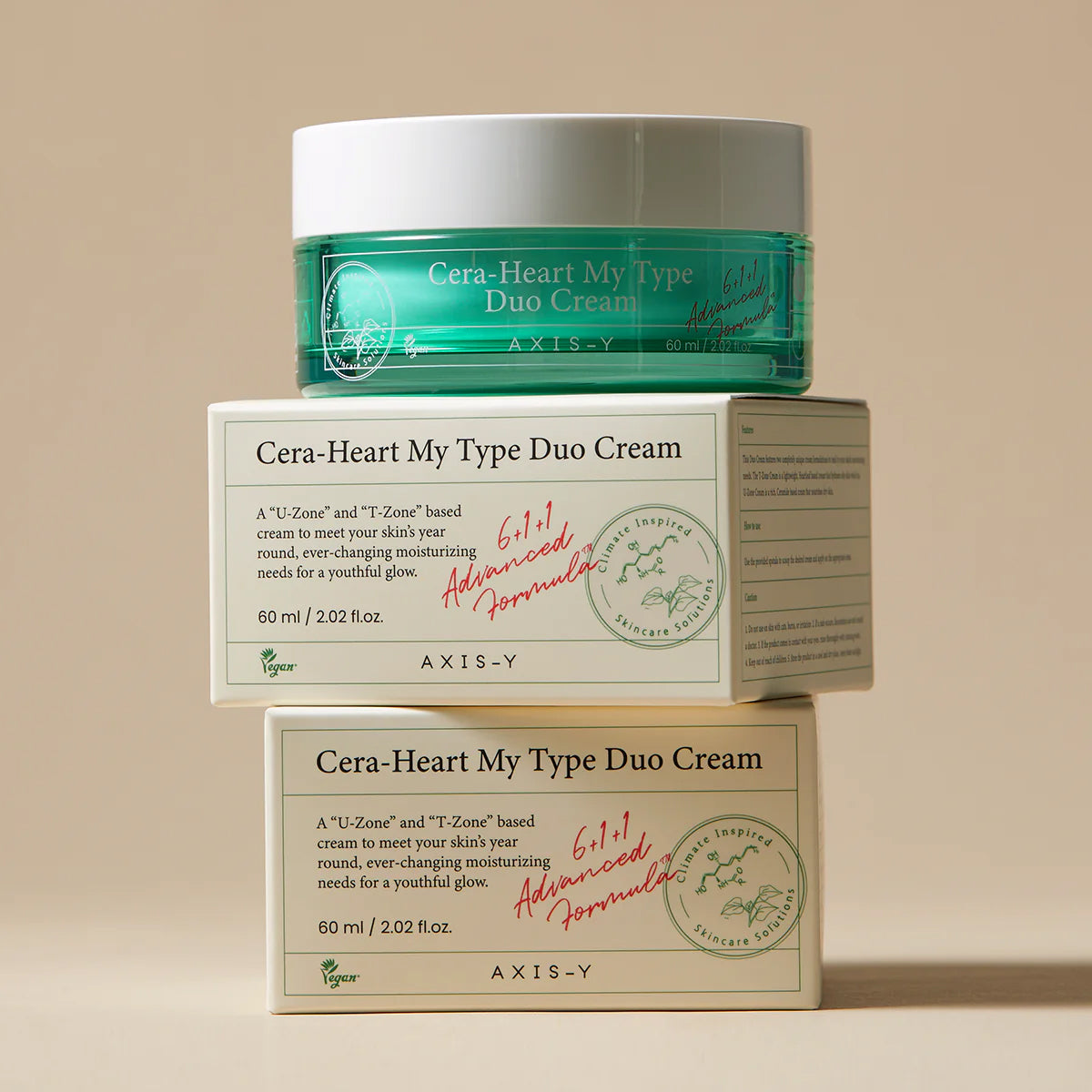 Cera-Heart My Type Duo Cream jar and packaging on a beige background