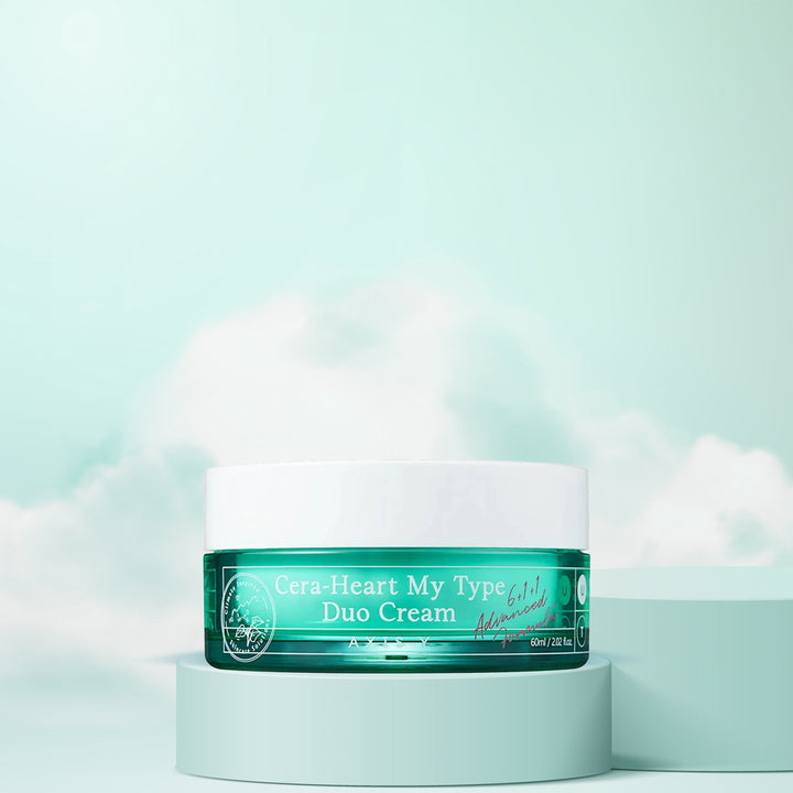Jar of Cera-Heart My Type Duo Cream on a light green background