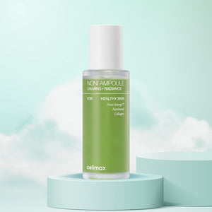 Celimax The Real Noni Energy Ampoule – Korean skincare serum with noni fruit extract, niacinamide, and hyaluronic acid for hydration and revitalization. Front 50mL