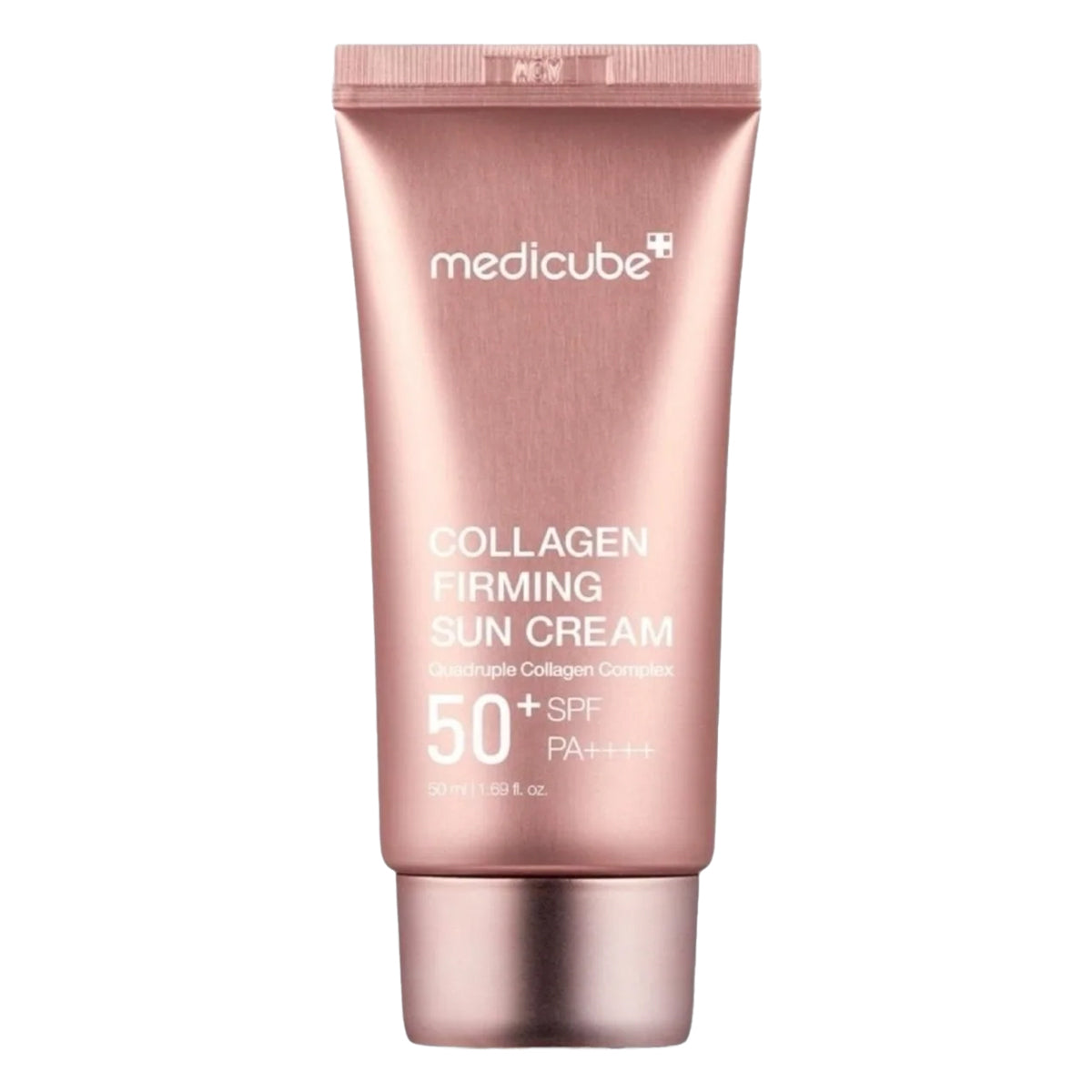 Medicube Collagen Firming Sun Cream tube on a white background