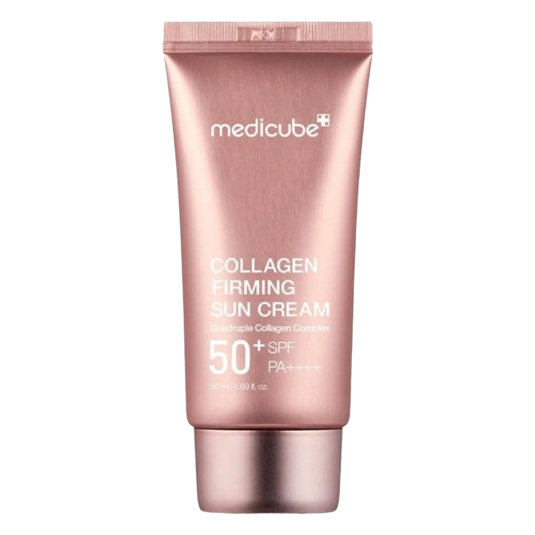 Medicube Collagen Firming Sun Cream tube on a white background