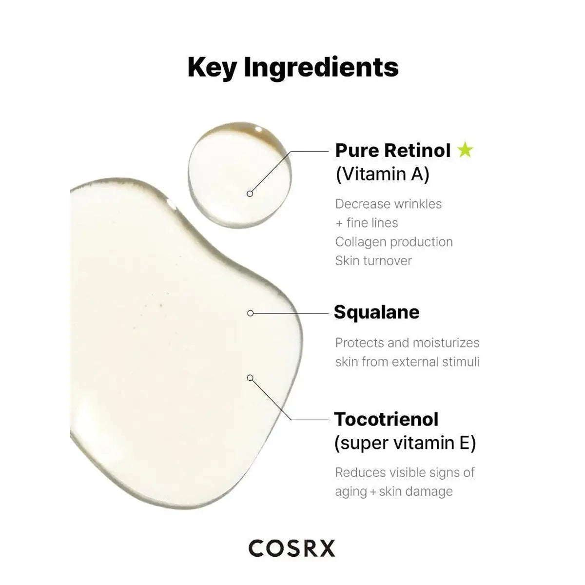 Diagram of COSRX skincare product with key ingredients labeled