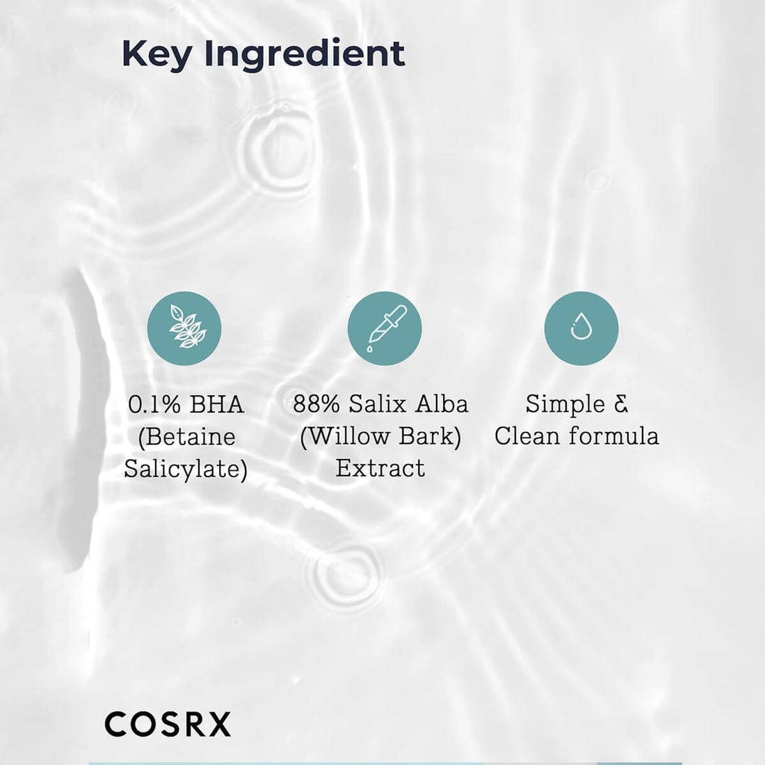 Cosrx skincare product with key ingredient details on a white background