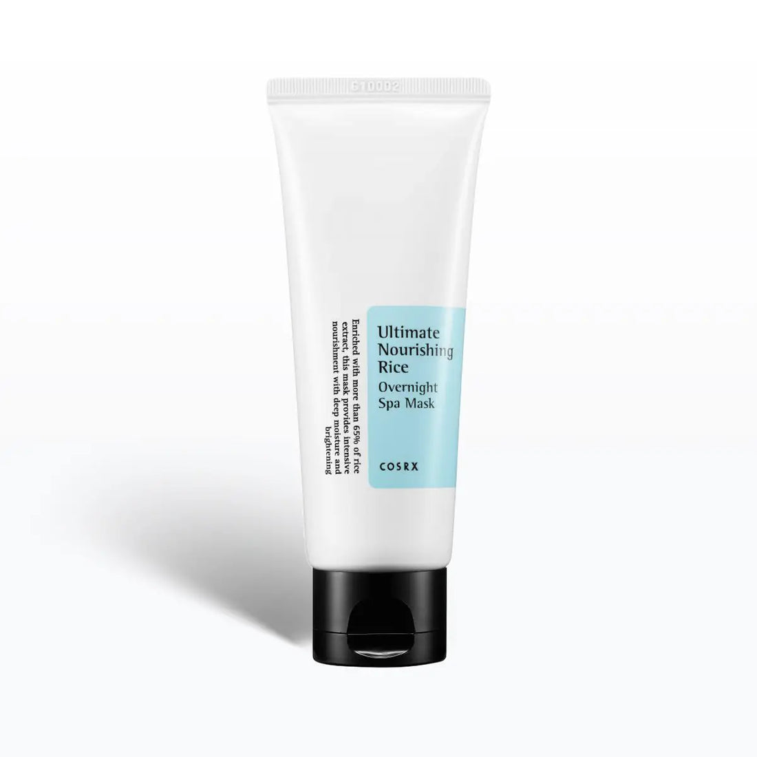 Tube of 'Ultimate Nourishing Rice Overnight Spa Mask' by COSRX on a white background