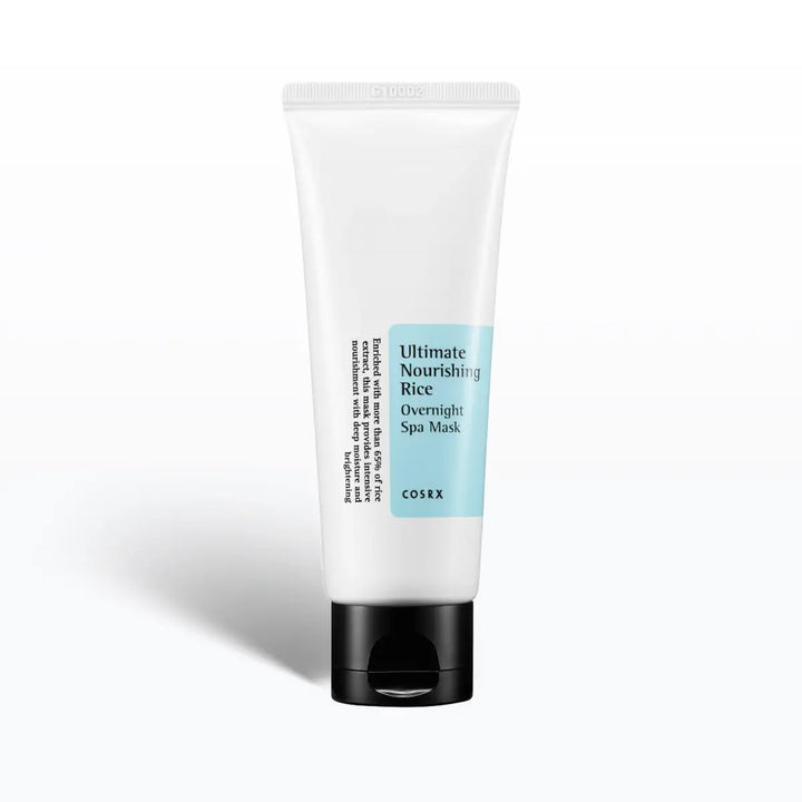 Tube of 'Ultimate Nourishing Rice Overnight Spa Mask' by COSRX on a white background