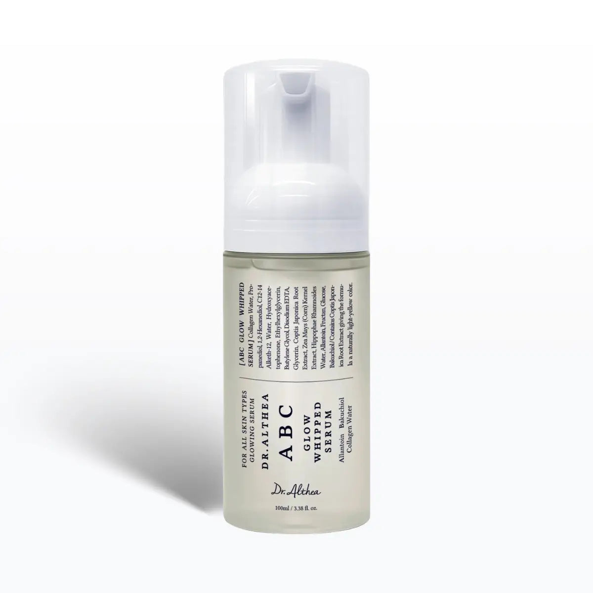 Dr. Althea ABC Glow Serum bottle showcasing the whipped formula for radiant, glass-like skin.
