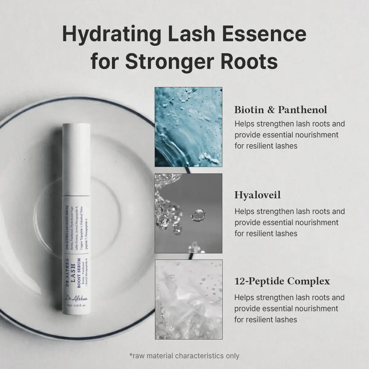 Dr. Althea Lash Boost Serum 9mL with hydrating ingredients for stronger lash roots.
