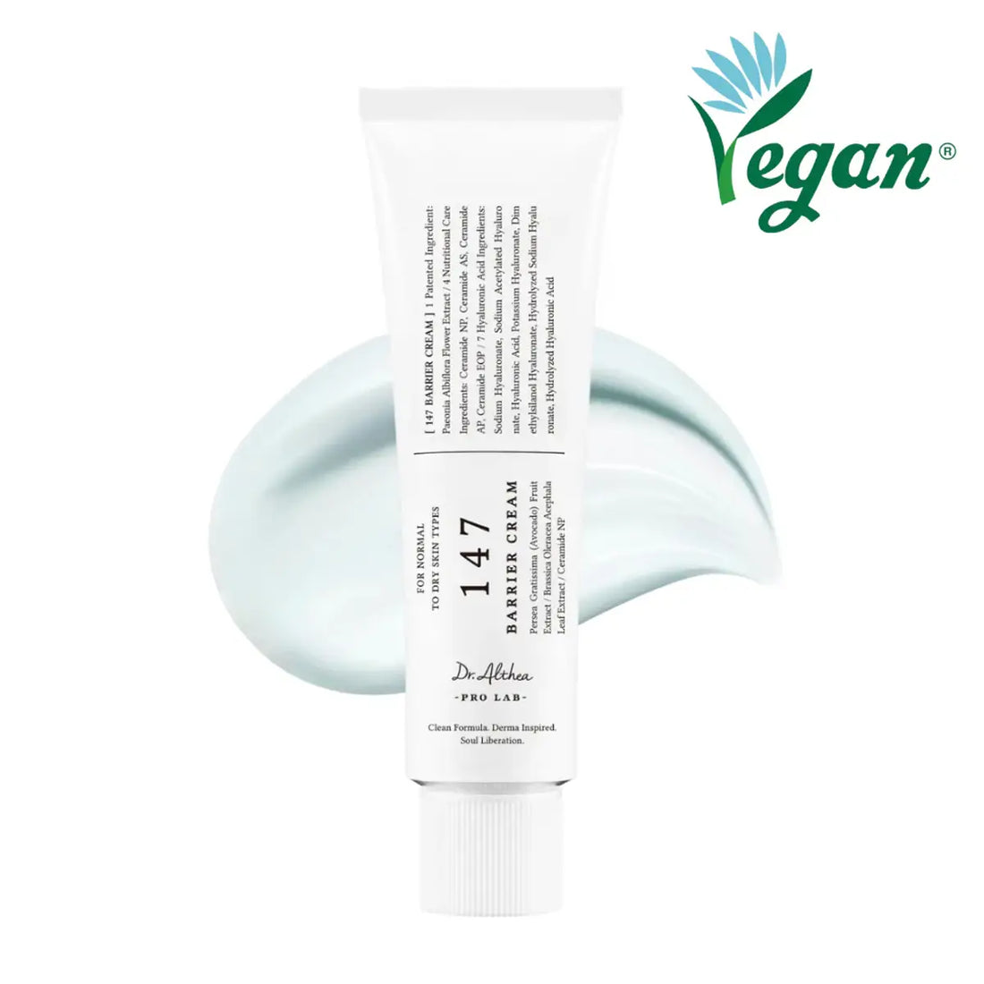Tube of 147 Barrier Cream with 'Vegan' label on a white background
