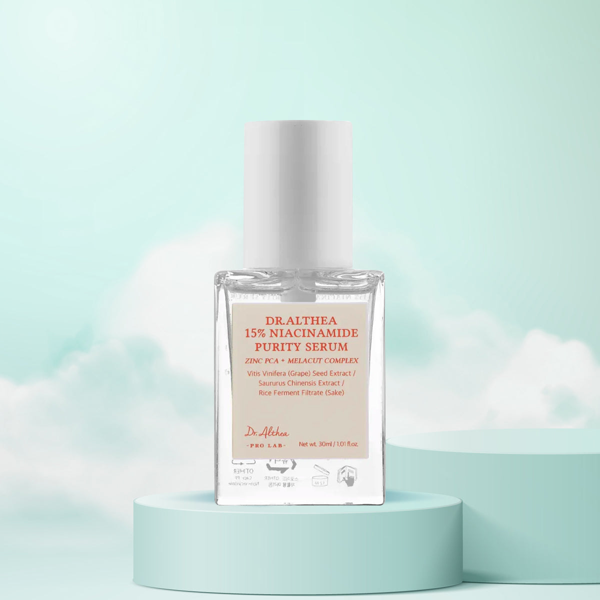 Dr. Althea 15% Niacinamide Purity Serum – Korean skincare brightening serum for oily and acne-prone skin with high-strength niacinamide. Front