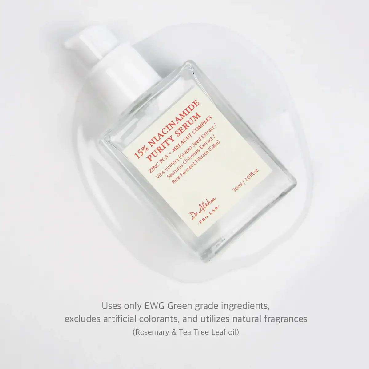 Serum bottle with label on a white background