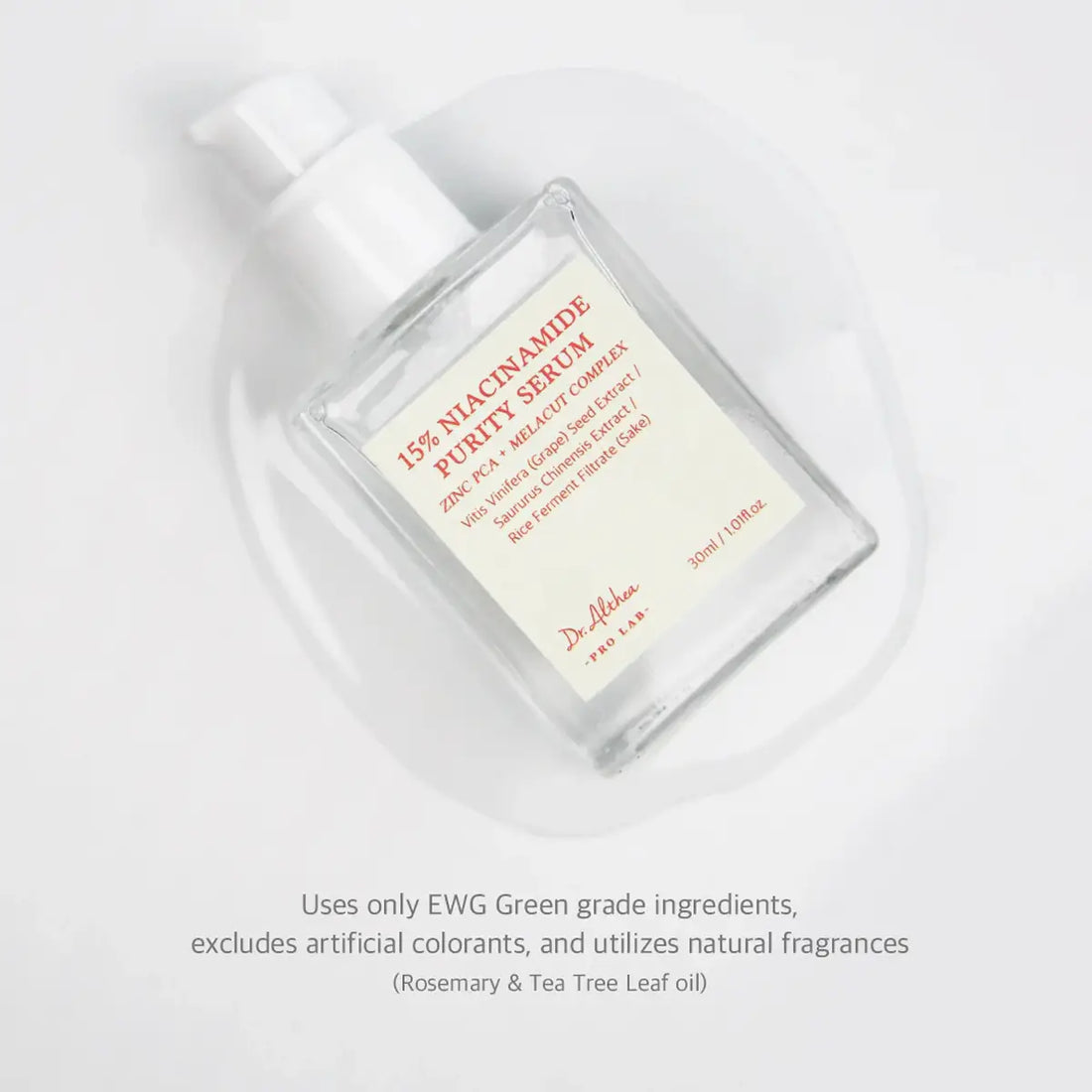Serum bottle with label on a white background