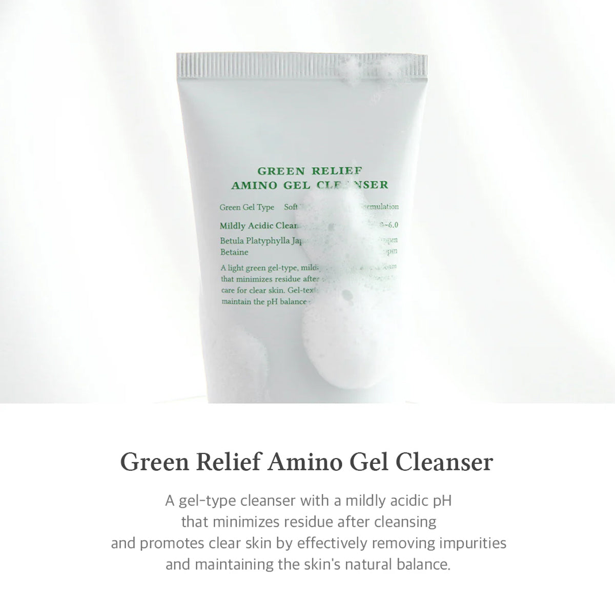 Dr. Althea Green Relief Amino Gel Cleanser – Korean skincare cleanser with amino acids, Centella, and Tea Tree for sensitive and acne-prone skin. Feature