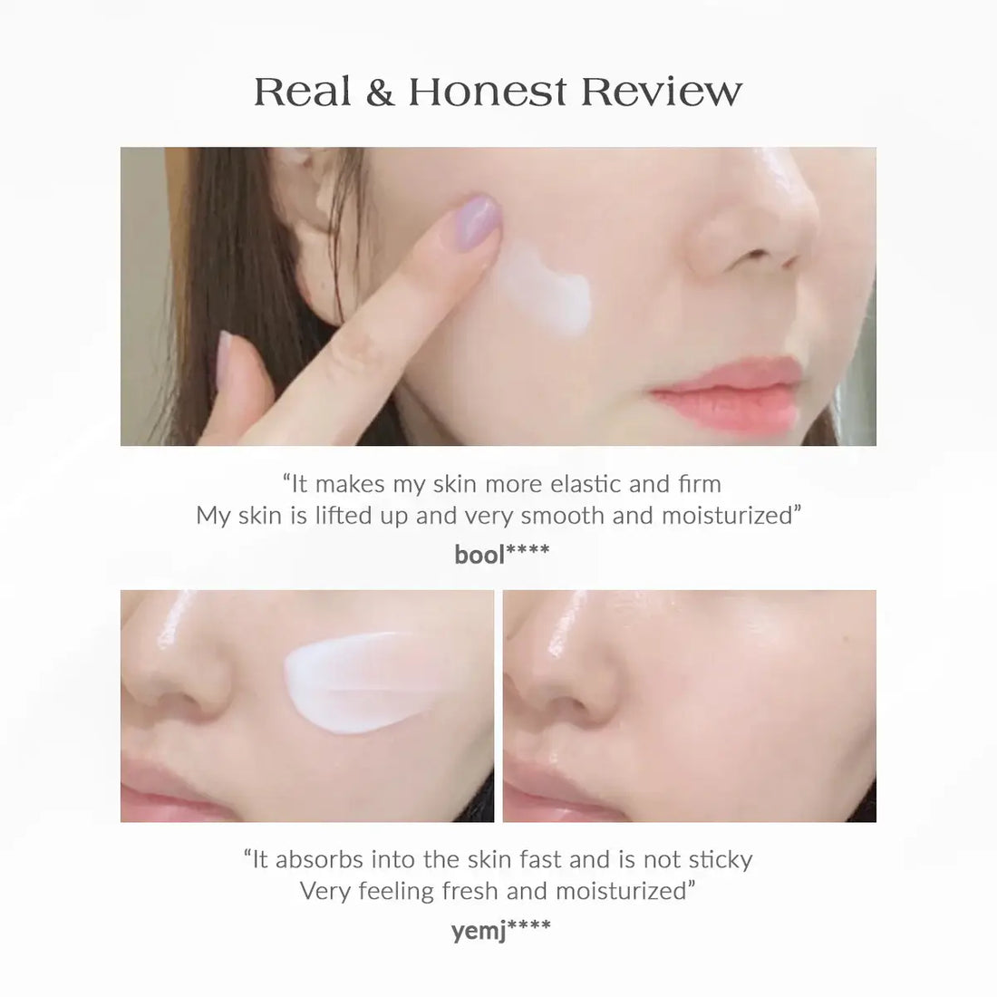 Product review with text and images of skin care application