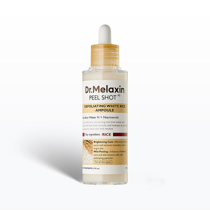 Dr. Melaxin peel shot ampoule bottle on a white background