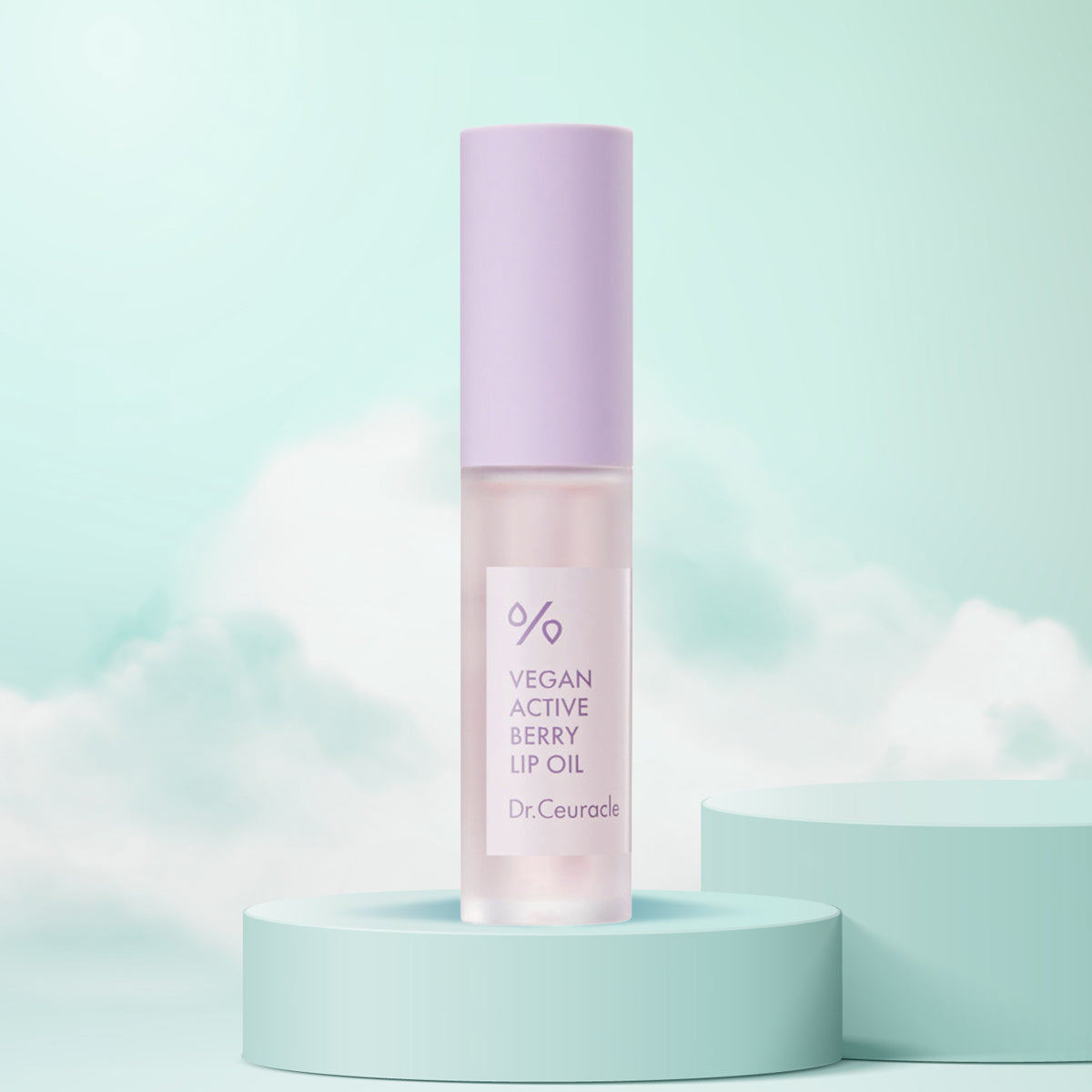 Dr. Ceuracle Vegan Active Berry Lip Oil on a light blue background